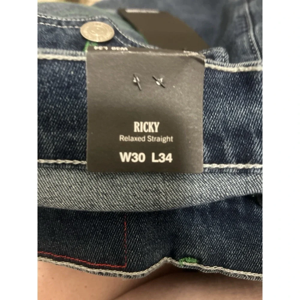 NWT True Religion Men's Ricky SN Flap Straight Dark Wash Size 30/34
